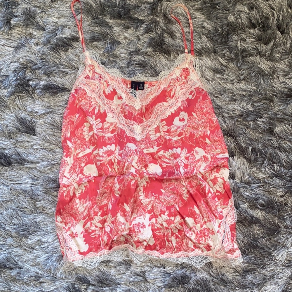 Lace floral silk cami
